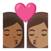 Émoji 👩🏾‍❤️‍💋‍👩🏽 Bisou - Femme: Peau Mate, Femme: Peau Légèrement Mate sur Google Android 11.0 December 2020 Feature Drop.