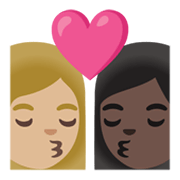 👩🏼‍❤️‍💋‍👩🏿 Emoji Beso - Mujer: Tono De Piel Claro, Mujer: Tono De Piel Oscuro en Google Android 11.0 December 2020 Feature Drop.