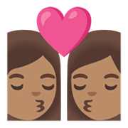 👩🏽‍❤️‍💋‍👩🏽 Emoji sich küssendes Paar - Frau: mittlere Hautfarbe, Frau: mittlere Hautfarbe Google Android 11.0 December 2020 Feature Drop.