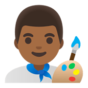 👨🏾‍🎨 Emoji Artista Plástico: Pele Morena Escura na Google Android 11.0 December 2020 Feature Drop.