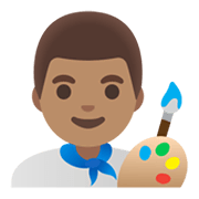 Émoji 👨🏽‍🎨 Artiste Homme : Peau Légèrement Mate sur Google Android 11.0 December 2020 Feature Drop.