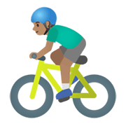 Emoji 🚴🏽‍♂️ Ciclista Uomo: Carnagione Olivastra su Google Android 11.0 December 2020 Feature Drop.