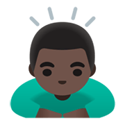 Emoji 🙇🏿‍♂️ Uomo Che Fa Inchino Profondo: Carnagione Scura su Google Android 11.0 December 2020 Feature Drop.