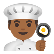 Emoji 👨🏾‍🍳 Cuoco: Carnagione Abbastanza Scura su Google Android 11.0 December 2020 Feature Drop.