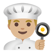 Emoji 👨🏼‍🍳 Cuoco: Carnagione Abbastanza Chiara su Google Android 11.0 December 2020 Feature Drop.