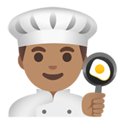 Émoji 👨🏽‍🍳 Cuisinier : Peau Légèrement Mate sur Google Android 11.0 December 2020 Feature Drop.