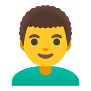 Emoji 👨‍🦱 Uomo: Capelli Ricci su Google Android 11.0 December 2020 Feature Drop.