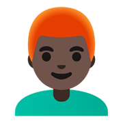 👨🏿‍🦰 Emoji Mann: dunkle Hautfarbe, rotes Haar Google Android 11.0 December 2020 Feature Drop.