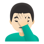 Emoji 🤦🏻‍♂️ Uomo Esasperato: Carnagione Chiara su Google Android 11.0 December 2020 Feature Drop.