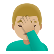 Emoji 🤦🏼‍♂️ Uomo Esasperato: Carnagione Abbastanza Chiara su Google Android 11.0 December 2020 Feature Drop.