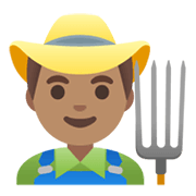 Emoji 👨🏽‍🌾 Contadino: Carnagione Olivastra su Google Android 11.0 December 2020 Feature Drop.