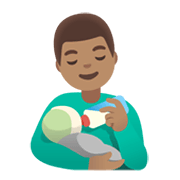 Émoji 👨🏽‍🍼 Homme Allaitant Un Bébé : Peau Légèrement Mate sur Google Android 11.0 December 2020 Feature Drop.