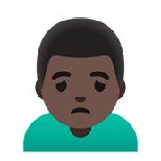 🙍🏿‍♂️ Emoji missmutiger Mann: dunkle Hautfarbe Google Android 11.0 December 2020 Feature Drop.