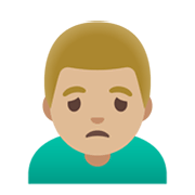 Emoji 🙍🏼‍♂️ Uomo Corrucciato: Carnagione Abbastanza Chiara su Google Android 11.0 December 2020 Feature Drop.