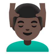 💆🏿‍♂️ Emoji Mann, der eine Kopfmassage bekommt: dunkle Hautfarbe Google Android 11.0 December 2020 Feature Drop.