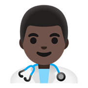 👨🏿‍⚕️ Emoji Homem Profissional Da Saúde: Pele Escura na Google Android 11.0 December 2020 Feature Drop.