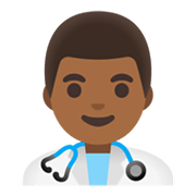 👨🏾‍⚕️ Emoji Homem Profissional Da Saúde: Pele Morena Escura na Google Android 11.0 December 2020 Feature Drop.