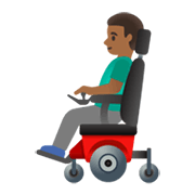 👨🏾‍🦼 Emoji Homem Em Cadeira De Rodas Motorizada: Pele Morena Escura na Google Android 11.0 December 2020 Feature Drop.