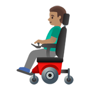 👨🏽‍🦼 Emoji Homem Em Cadeira De Rodas Motorizada: Pele Morena na Google Android 11.0 December 2020 Feature Drop.