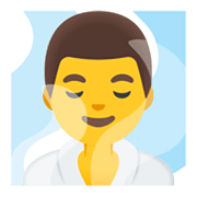 🧖‍♂️ Emoji Homem Na Sauna na Google Android 11.0 December 2020 Feature Drop.