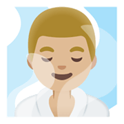 🧖🏼‍♂️ Emoji Hombre En Una Sauna: Tono De Piel Claro Medio en Google Android 11.0 December 2020 Feature Drop.