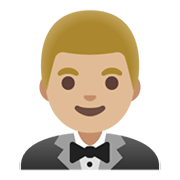 🤵🏼‍♂️ Emoji Hombre Con Esmoquin: Tono De Piel Claro Medio en Google Android 11.0 December 2020 Feature Drop.