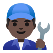 👨🏿‍🔧 Emoji Mechaniker: dunkle Hautfarbe Google Android 11.0 December 2020 Feature Drop.