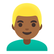 👱🏾‍♂️ Emoji Mann: mitteldunkle Hautfarbe, blond Google Android 11.0 December 2020 Feature Drop.