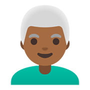 Emoji 👨🏾‍🦳 Uomo: Carnagione Abbastanza Scura E Capelli Bianchi su Google Android 11.0 December 2020 Feature Drop.
