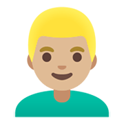 Emoji 👱🏼‍♂️ Uomo Biondo: Carnagione Abbastanza Chiara su Google Android 11.0 December 2020 Feature Drop.