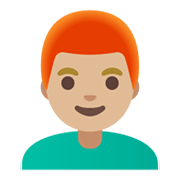 Émoji 👨🏼‍🦰 Homme : Peau Moyennement Claire Et Cheveux Roux sur Google Android 11.0 December 2020 Feature Drop.