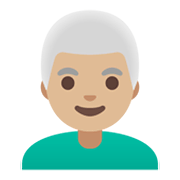 Emoji 👨🏼‍🦳 Uomo: Carnagione Abbastanza Chiara E Capelli Bianchi su Google Android 11.0 December 2020 Feature Drop.