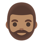 🧔🏽‍♂️ Emoji Hombre Con Barba Tono De Piel Medio en Google Android 11.0 December 2020 Feature Drop.