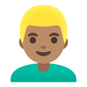 Emoji 👱🏽‍♂️ Uomo Biondo: Carnagione Olivastra su Google Android 11.0 December 2020 Feature Drop.