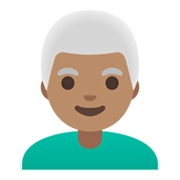 Emoji 👨🏽‍🦳 Uomo: Carnagione Olivastra E Capelli Bianchi su Google Android 11.0 December 2020 Feature Drop.