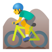 Emoji 🚵‍♂️ Ciclista Uomo Di Mountain Bike su Google Android 11.0 December 2020 Feature Drop.