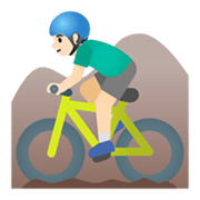 🚵🏻‍♂️ Emoji Mountainbiker: helle Hautfarbe Google Android 11.0 December 2020 Feature Drop.