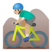 🚵🏼‍♂️ Emoji Homem Fazendo Mountain Bike: Pele Morena Clara na Google Android 11.0 December 2020 Feature Drop.