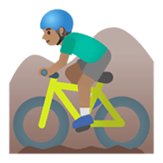 🚵🏽‍♂️ Emoji Homem Fazendo Mountain Bike: Pele Morena na Google Android 11.0 December 2020 Feature Drop.