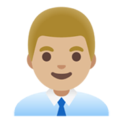 Emoji 👨🏼‍💼 Impiegato: Carnagione Abbastanza Chiara su Google Android 11.0 December 2020 Feature Drop.