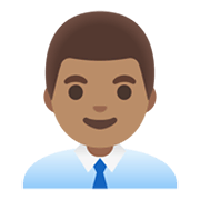 👨🏽‍💼 Emoji Büroangestellter: mittlere Hautfarbe Google Android 11.0 December 2020 Feature Drop.