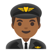Emoji 👨🏾‍✈️ Pilota Uomo: Carnagione Abbastanza Scura su Google Android 11.0 December 2020 Feature Drop.