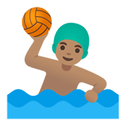🤽🏽‍♂️ Emoji Hombre Jugando Al Waterpolo: Tono De Piel Medio en Google Android 11.0 December 2020 Feature Drop.