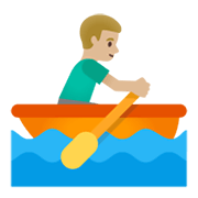 🚣🏼‍♂️ Emoji Hombre Remando En Un Bote: Tono De Piel Claro Medio en Google Android 11.0 December 2020 Feature Drop.