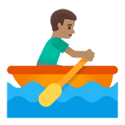 🚣🏽‍♂️ Emoji Hombre Remando En Un Bote: Tono De Piel Medio en Google Android 11.0 December 2020 Feature Drop.