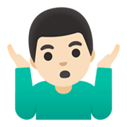 🤷🏻‍♂️ Emoji schulterzuckender Mann: helle Hautfarbe Google Android 11.0 December 2020 Feature Drop.