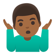 🤷🏾‍♂️ Emoji Homem Dando De Ombros: Pele Morena Escura na Google Android 11.0 December 2020 Feature Drop.