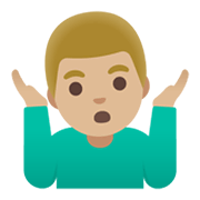 🤷🏼‍♂️ Emoji Hombre Encogido De Hombros: Tono De Piel Claro Medio en Google Android 11.0 December 2020 Feature Drop.