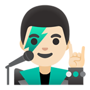 👨🏻‍🎤 Emoji Sänger: helle Hautfarbe Google Android 11.0 December 2020 Feature Drop.