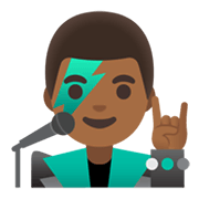 Emoji 👨🏾‍🎤 Cantante Uomo: Carnagione Abbastanza Scura su Google Android 11.0 December 2020 Feature Drop.